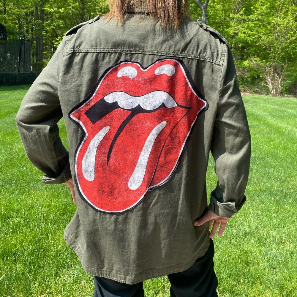 Vintage Upcycled So Jara Rolling Stones Unisex Camo Shacket